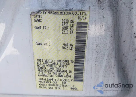 2015 Nissan Altima 2.5 S из США, поврежденный, VIN 1N4AL3AP8FC202817